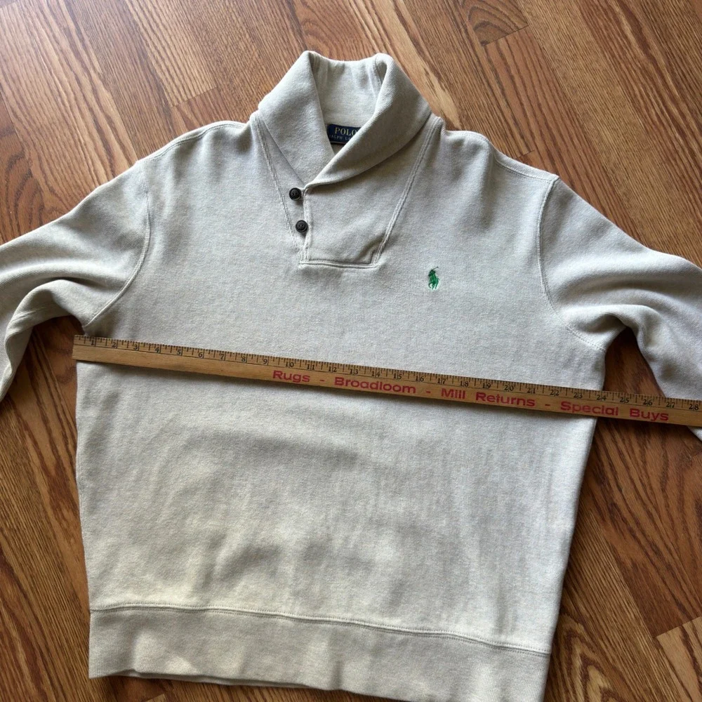 Polo Ralph Lauren Shawl Collar Sweatshirt Men's L Oatmeal‎ Beige Preppy